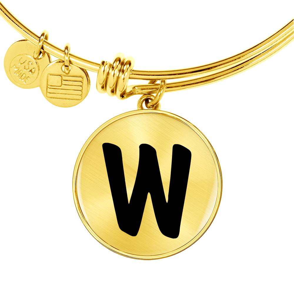 Initial W v1b - 18k Gold Finished Bangle Bracelet