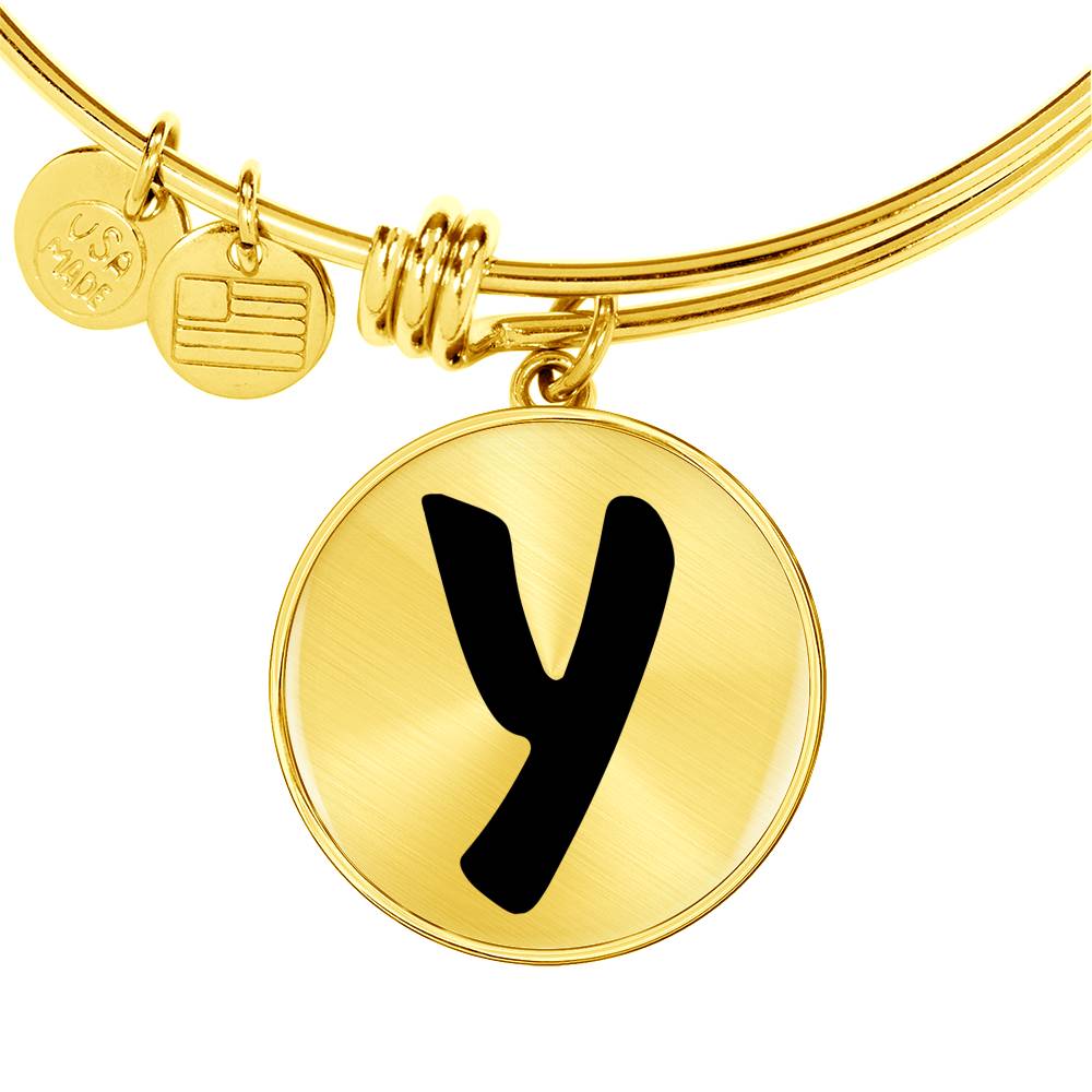 Initial Y v1b - 18k Gold Finished Bangle Bracelet