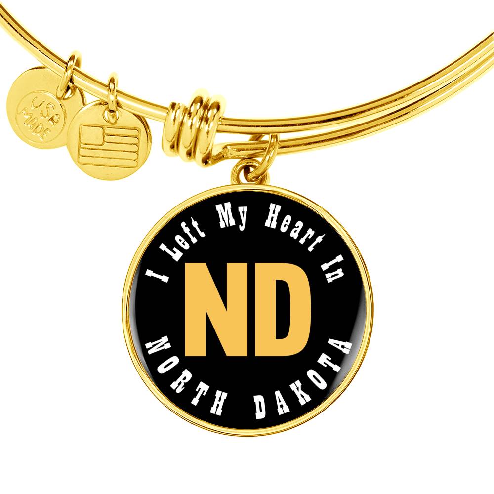 Heart In North Dakota - 18k Gold Finished Bangle Bracelet