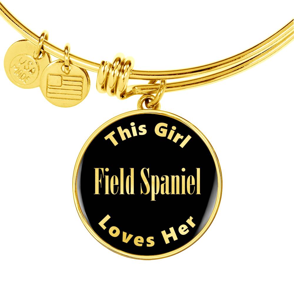 Field Spaniel v2 - 18k Gold Finished Bangle Bracelet