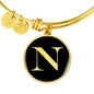 Initial N v2a - 18k Gold Finished Bangle Bracelet