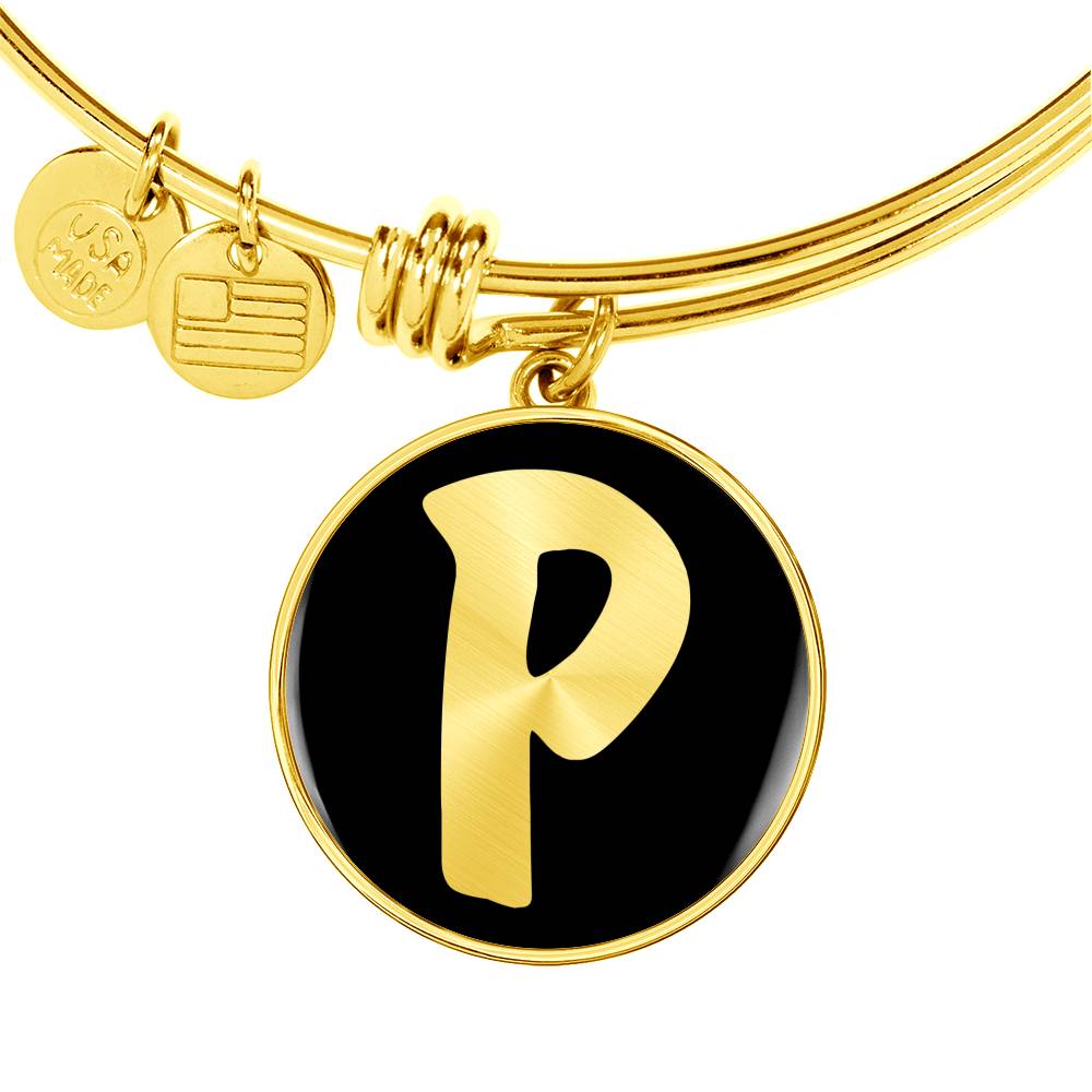 Initial P v2b - 18k Gold Finished Bangle Bracelet