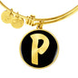Initial P v2b - 18k Gold Finished Bangle Bracelet