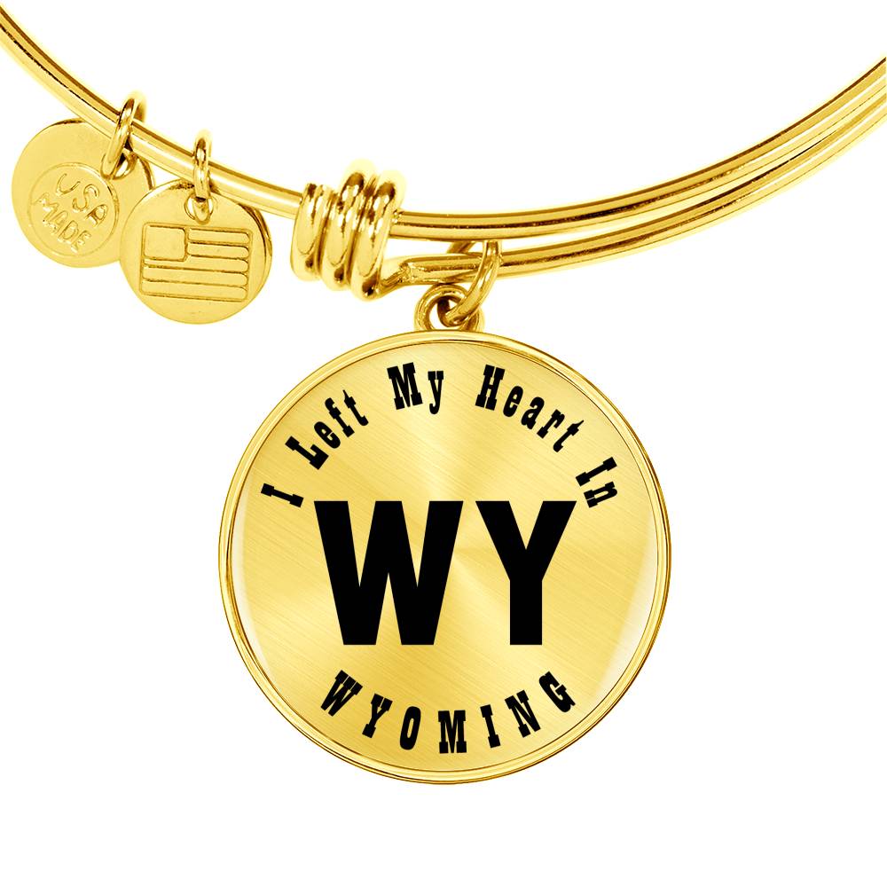 Heart In Wyoming v01 - 18k Gold Finished Bangle Bracelet