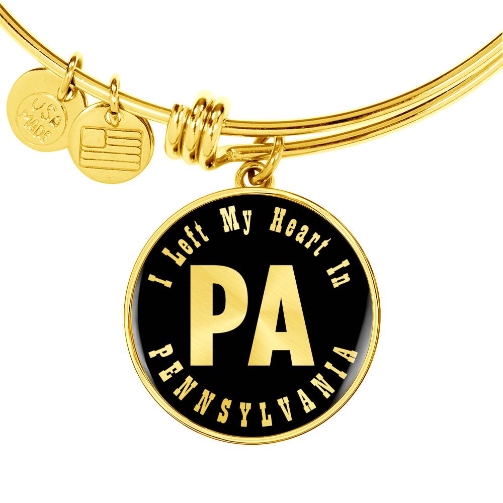Heart In Pennsylvania v02 - 18k Gold Finished Bangle Bracelet