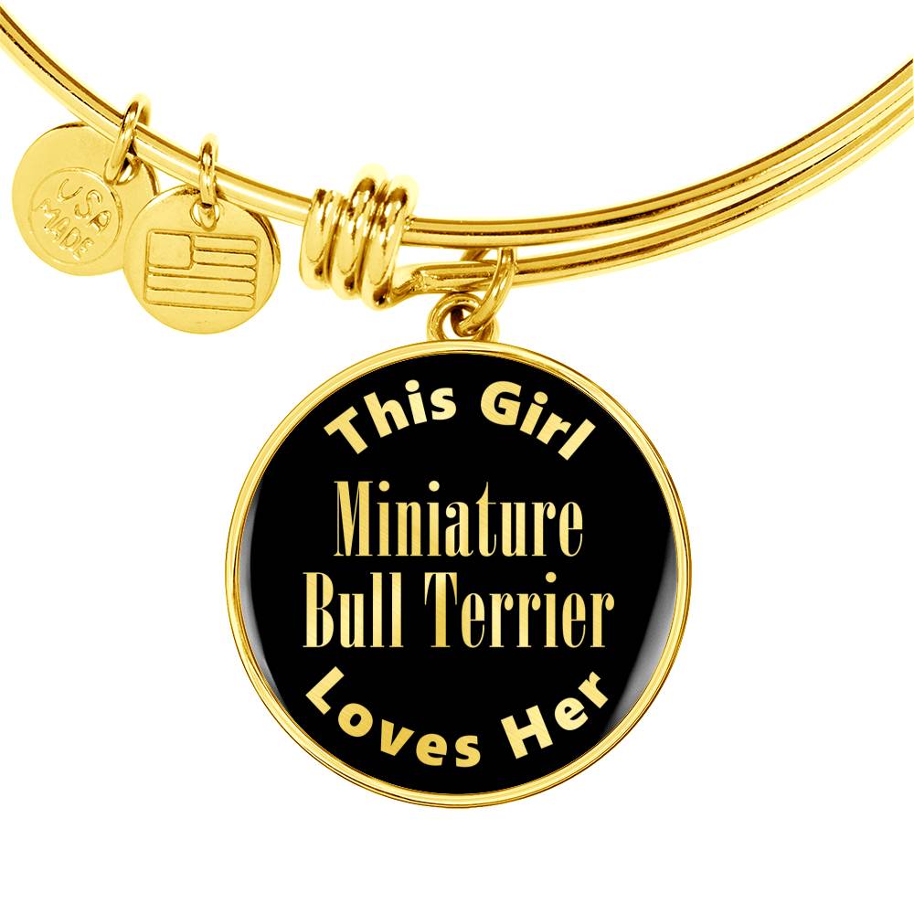 Miniature Bull Terrier v2 - 18k Gold Finished Bangle Bracelet