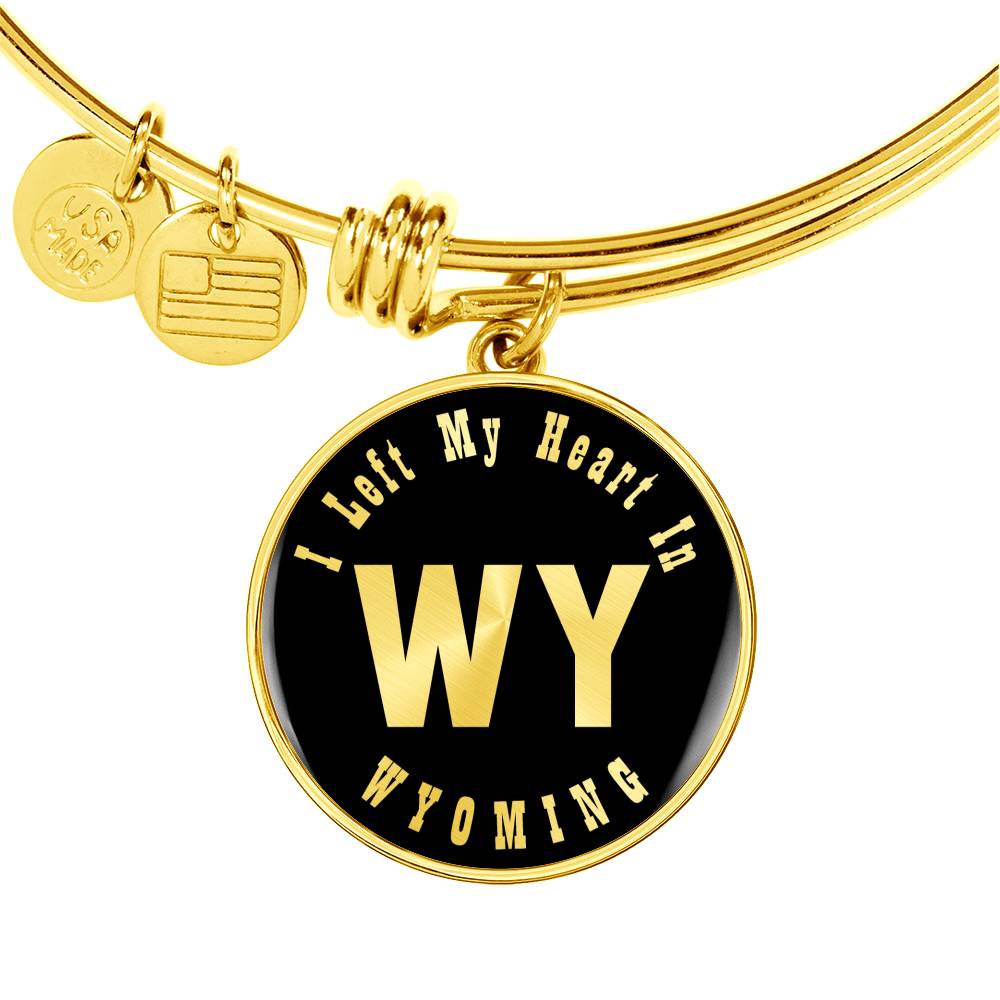 Heart In Wyoming v02 - 18k Gold Finished Bangle Bracelet