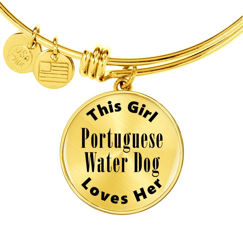 Portuguese Water Dog v2 - 18k Gold Finished Bangle Bracelet