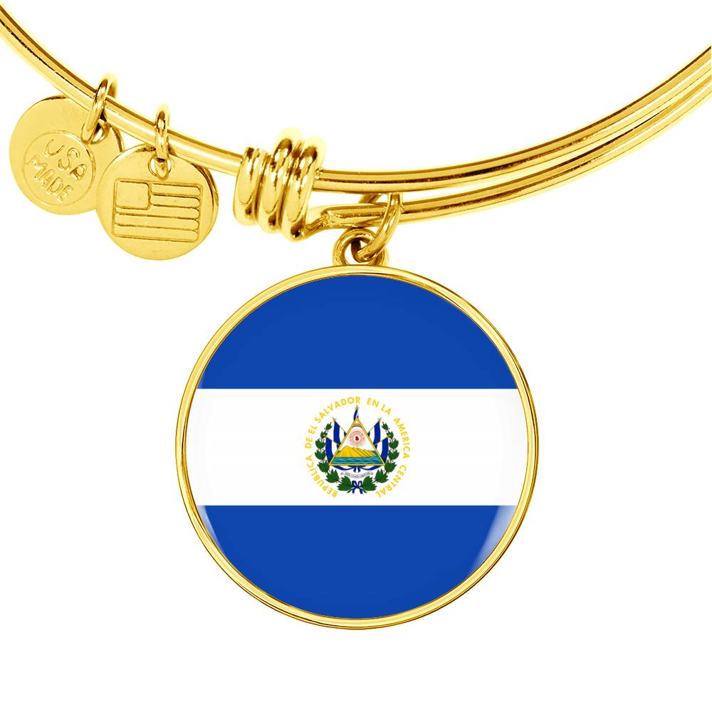 Salvadoran Flag - 18k Gold Finished Bangle Bracelet