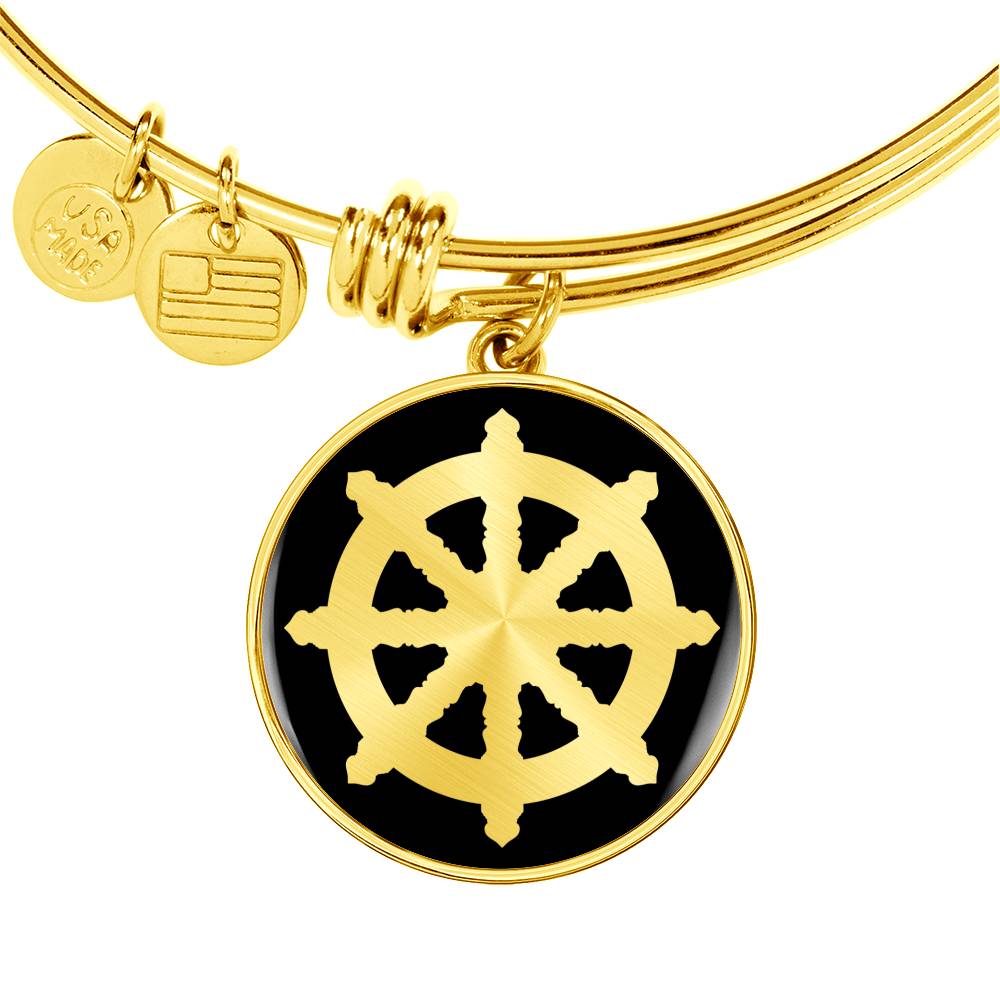 Dharma Wheel v2 - 18k Gold Finished Bangle Bracelet