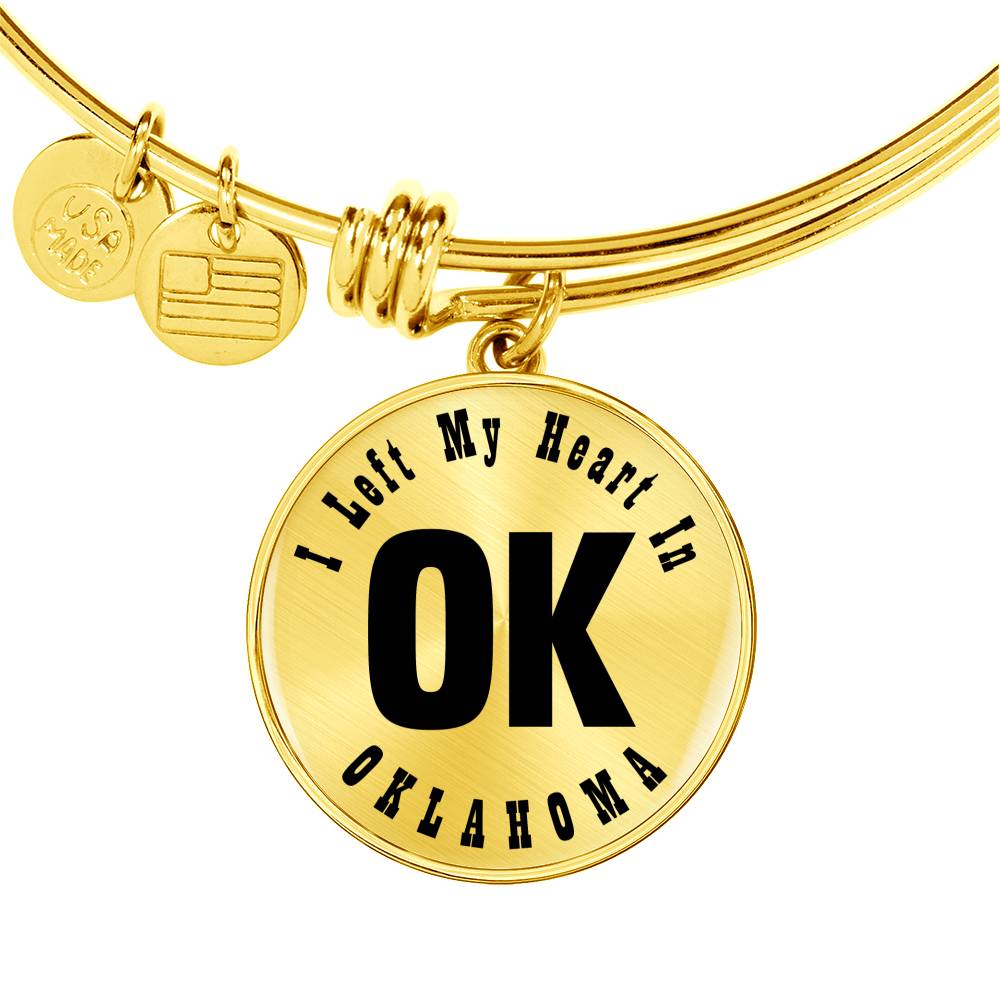 Heart In Oklahoma v01 - 18k Gold Finished Bangle Bracelet
