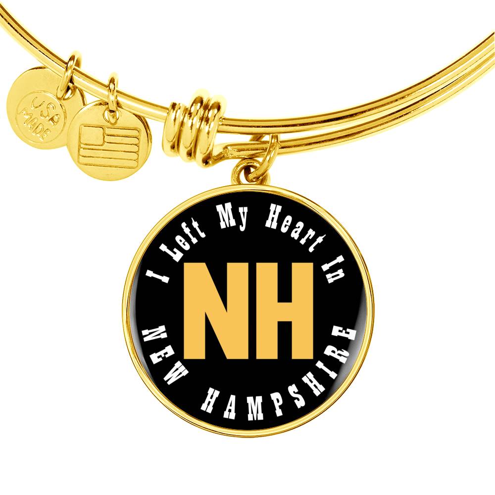 Heart In New Hampshire - 18k Gold Finished Bangle Bracelet