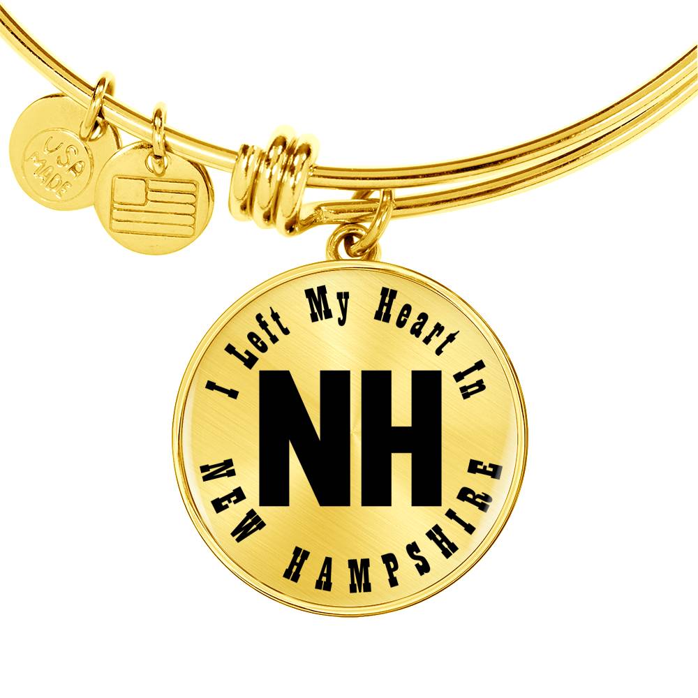 Heart In New Hampshire v01 - 18k Gold Finished Bangle Bracelet
