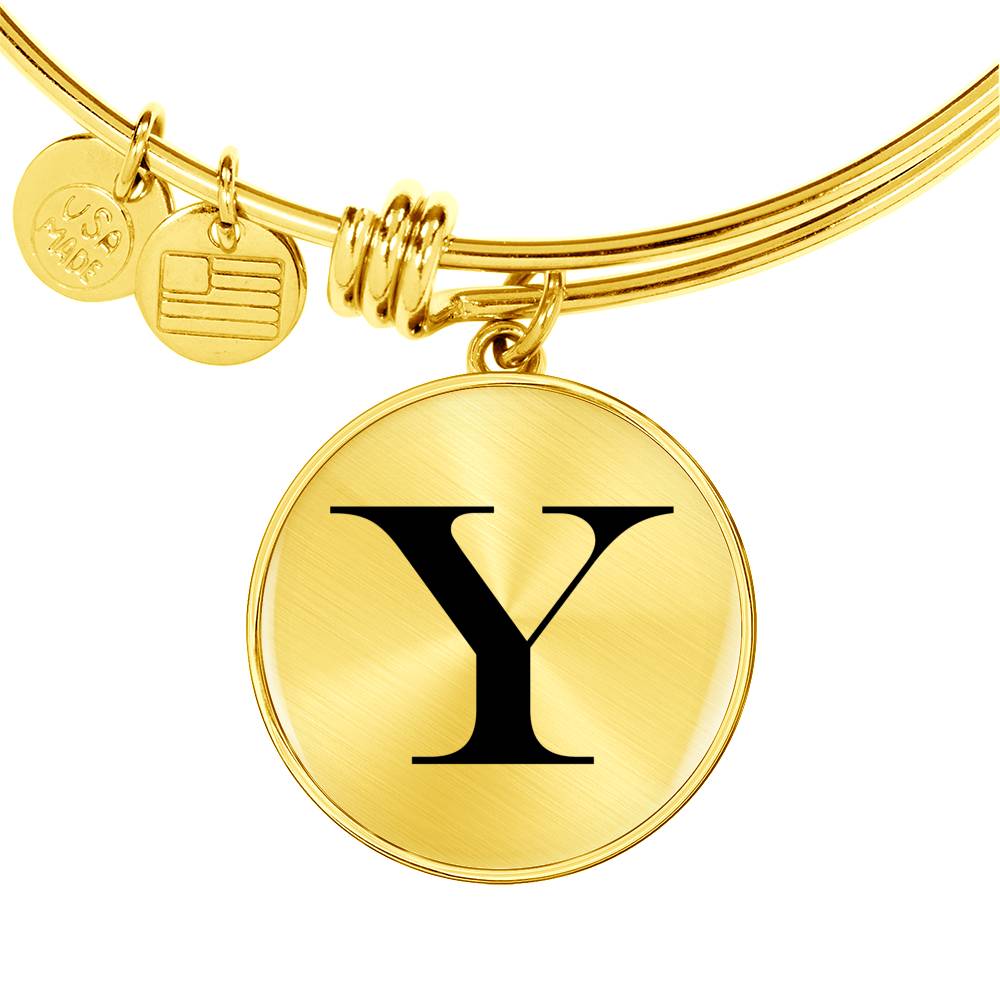 Initial Y v1a - 18k Gold Finished Bangle Bracelet