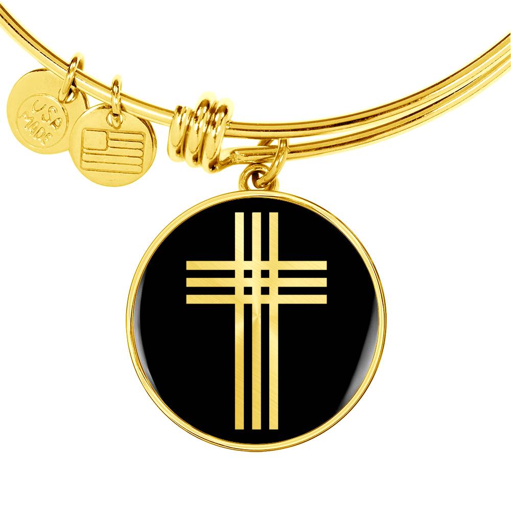 Stylized Cross v2 - 18k Gold Finished Bangle Bracelet