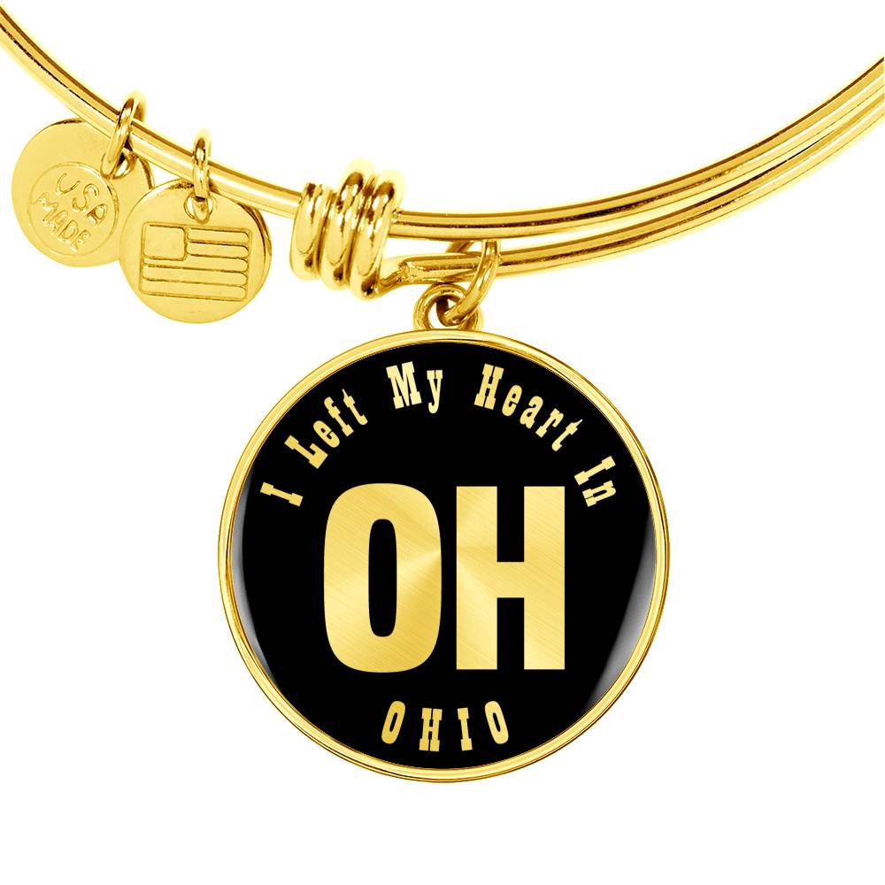 Heart In Ohio v02 - 18k Gold Finished Bangle Bracelet