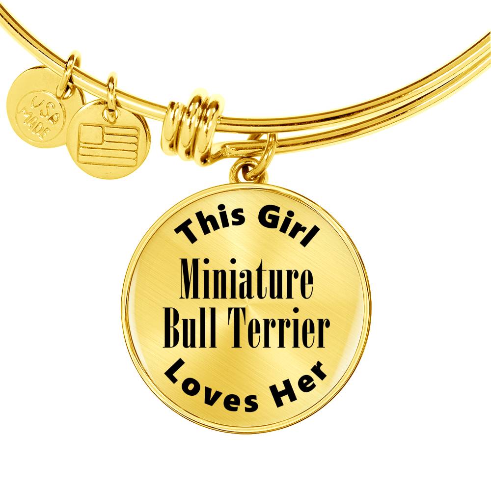Miniature Bull Terrier - 18k Gold Finished Bangle Bracelet