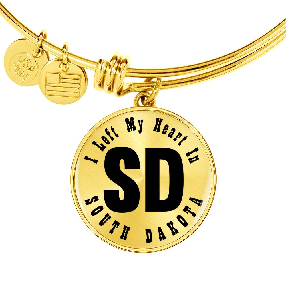 Heart In South Dakota v01 - 18k Gold Finished Bangle Bracelet