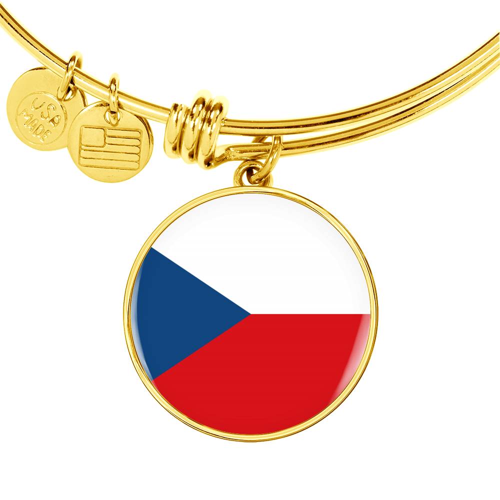 Czech Flag - 18k Gold Finished Bangle Bracelet