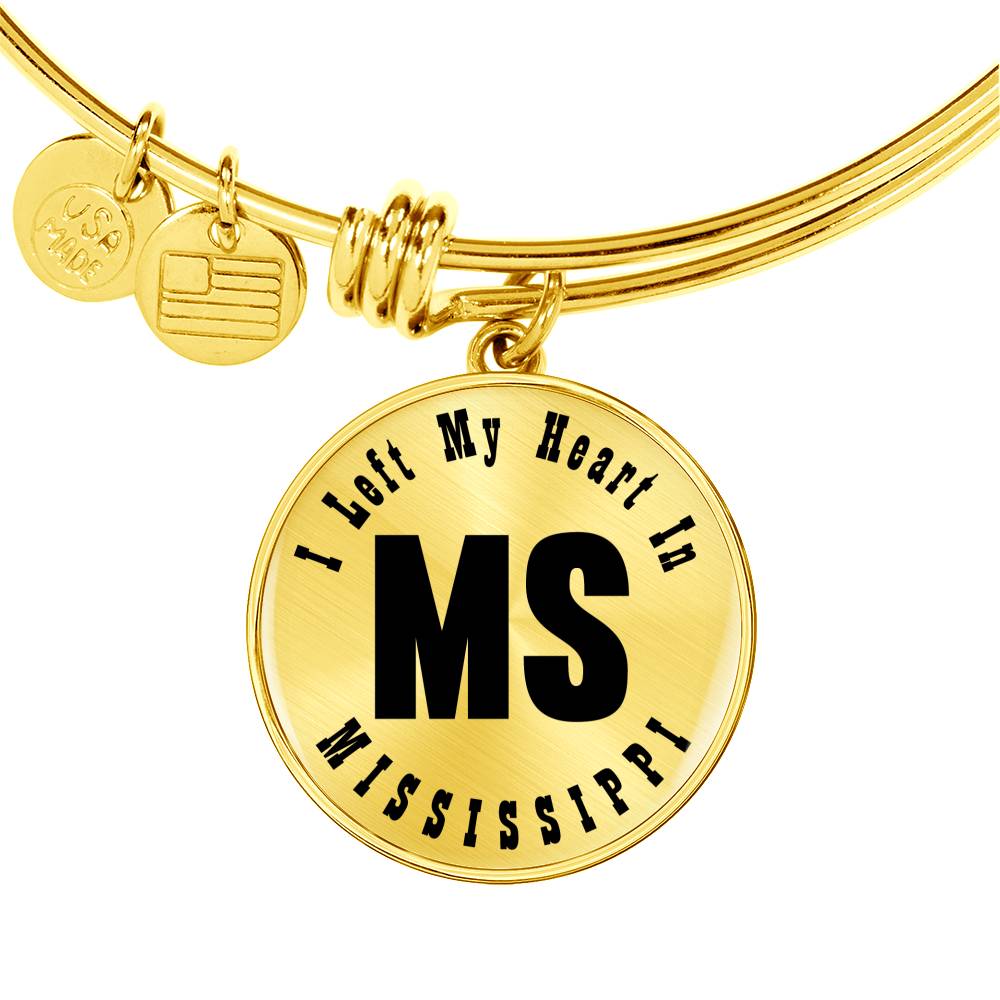 Heart In Mississippi v01 - 18k Gold Finished Bangle Bracelet