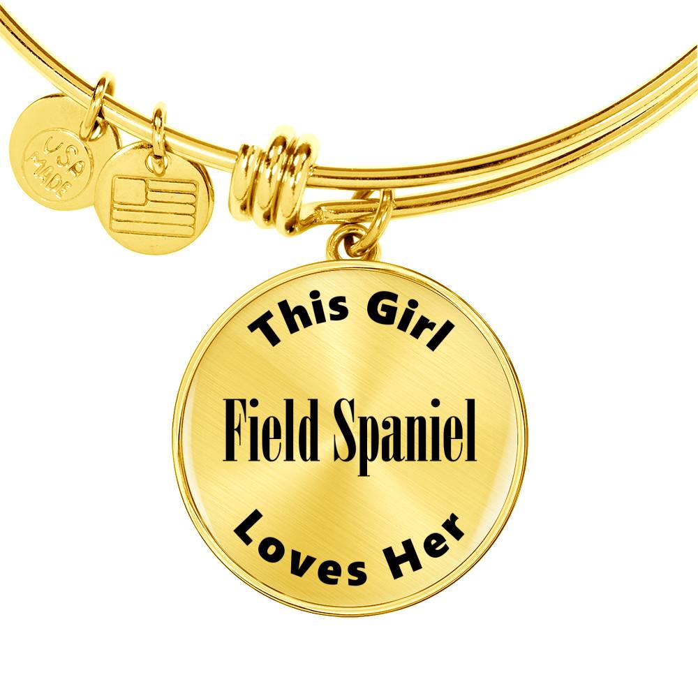 Field Spaniel - 18k Gold Finished Bangle Bracelet