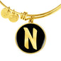 Initial N v2b - 18k Gold Finished Bangle Bracelet