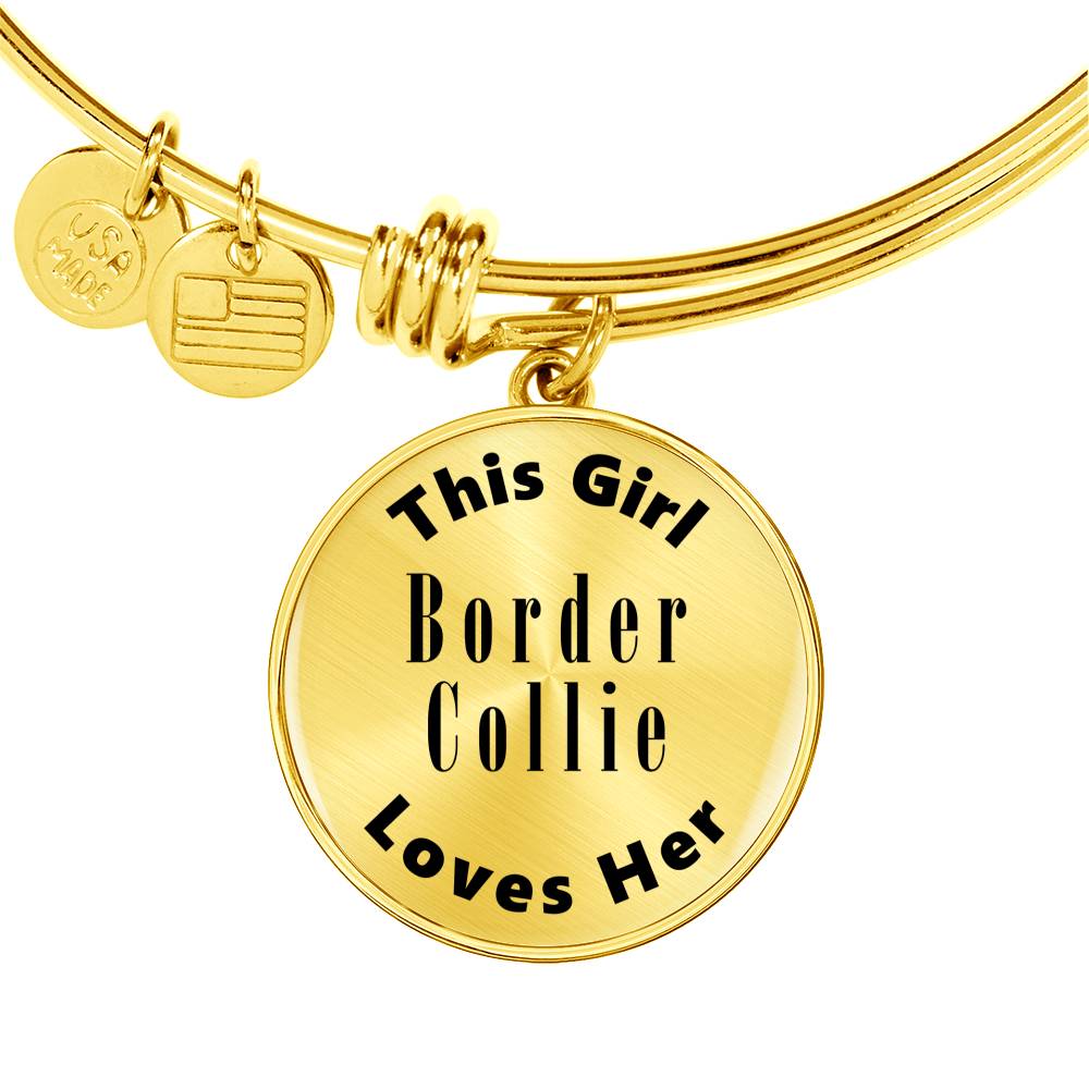 Border Collie - 18k Gold Finished Bangle Bracelet