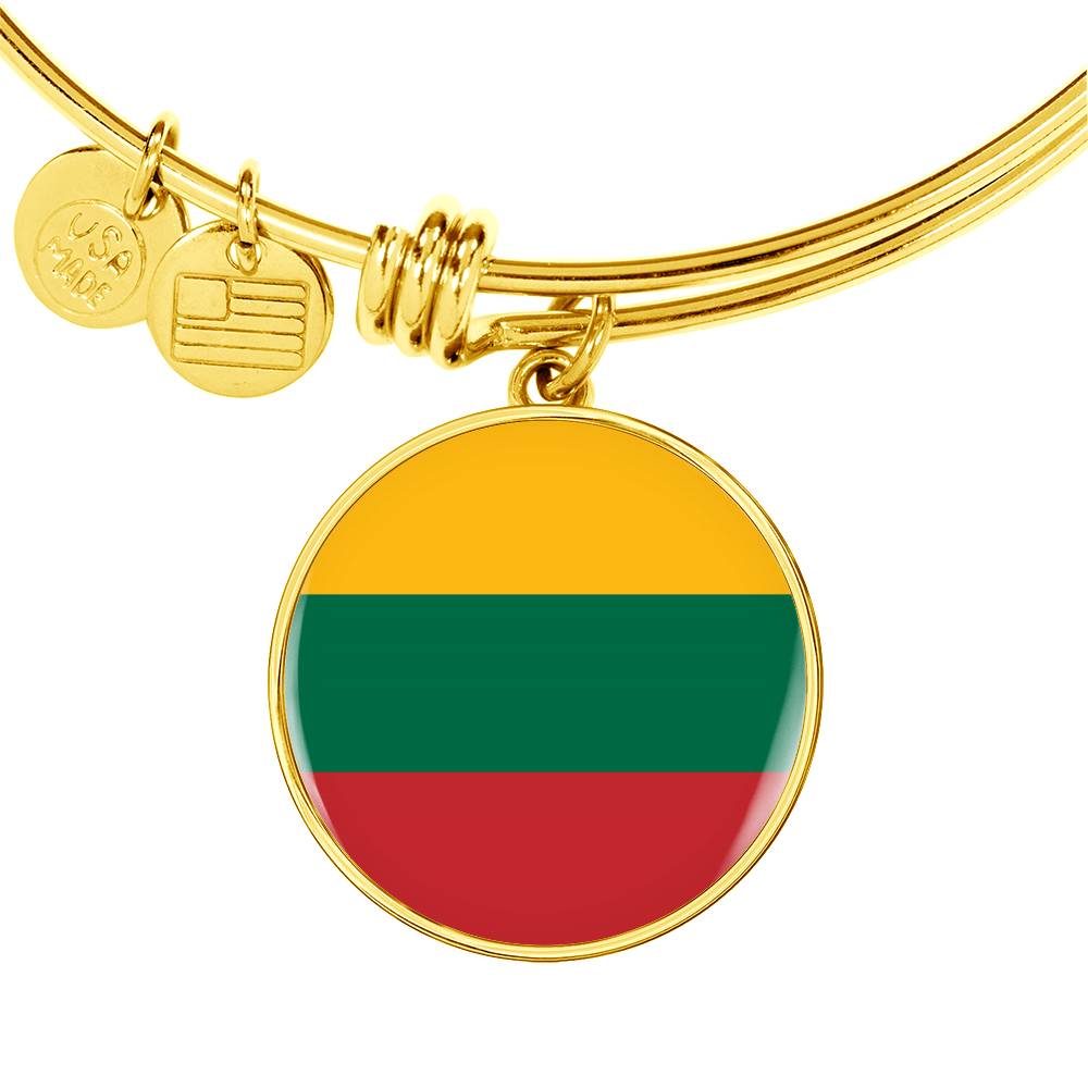 Lithuanian Flag - 18k Gold Finished Bangle Bracelet
