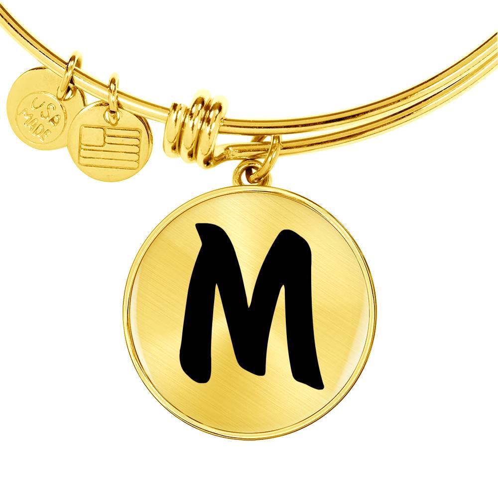 Initial M v1b - 18k Gold Finished Bangle Bracelet