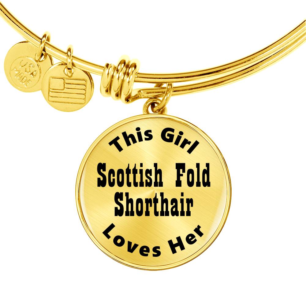 Scottish Fold Shorthair v2 - 18k Gold Finished Bangle Bracelet