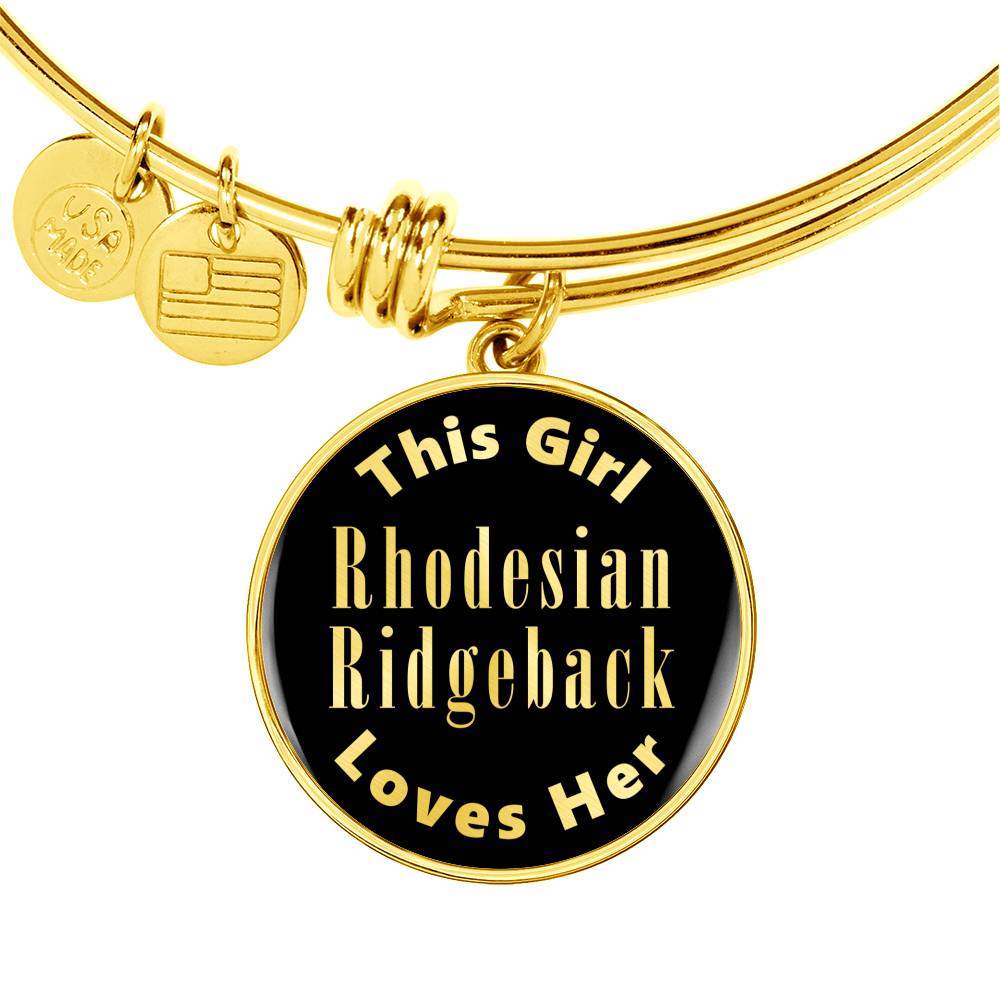 Rhodesian Ridgeback v2 - 18k Gold Finished Bangle Bracelet