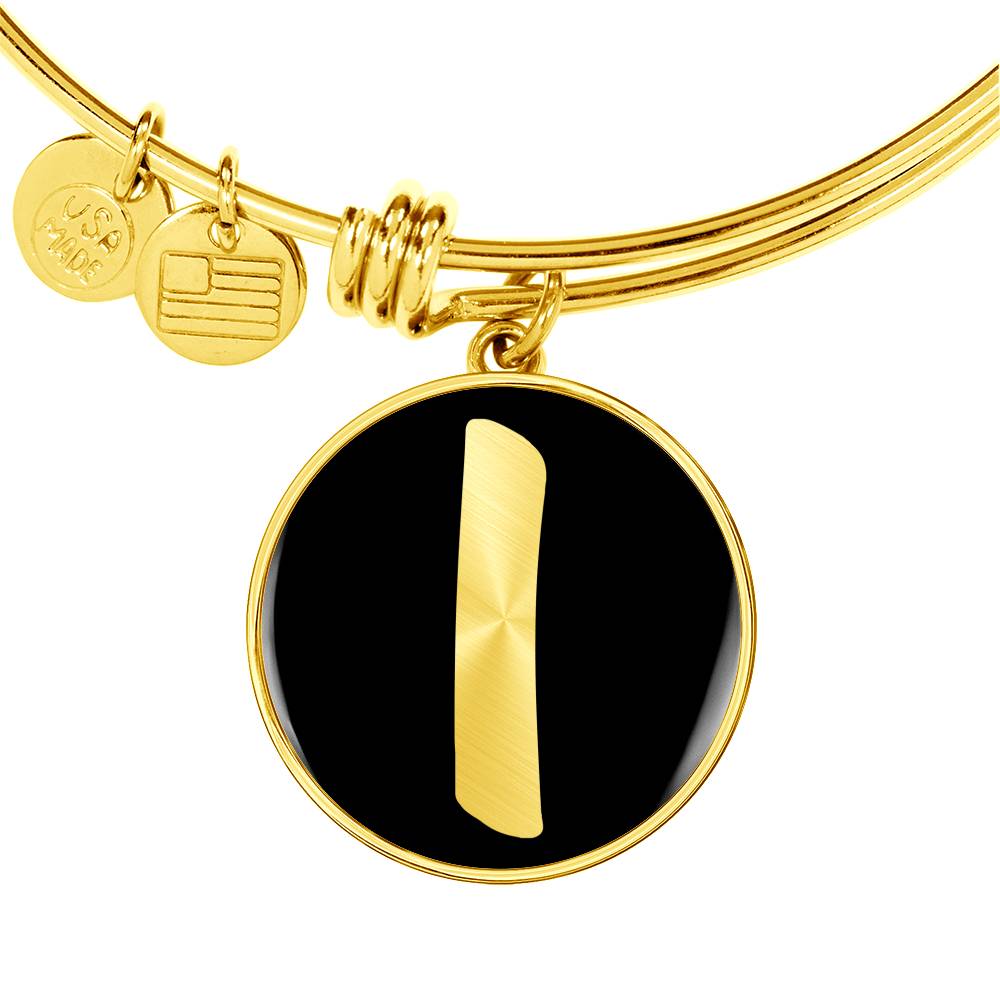 Initial I v2b - 18k Gold Finished Bangle Bracelet