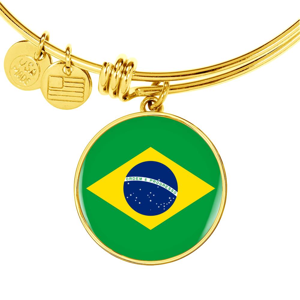Brazilian Flag - 18k Gold Finished Bangle Bracelet