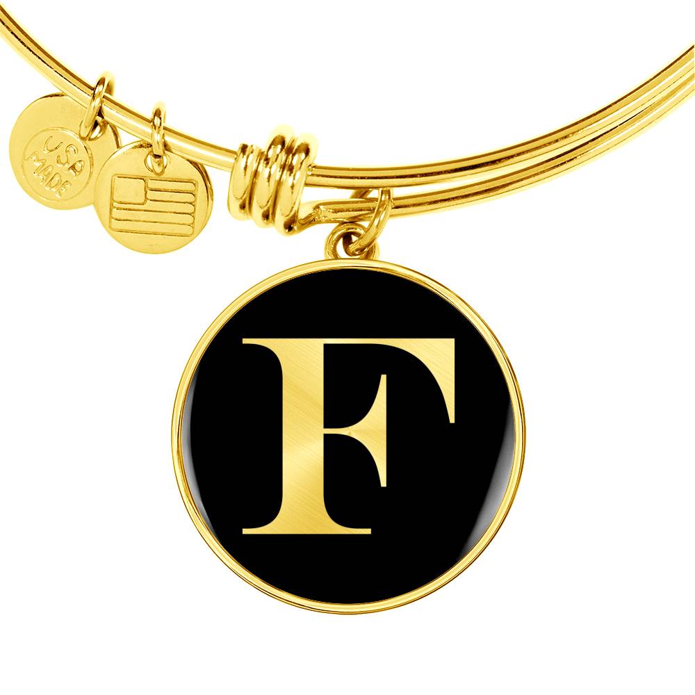 Initial F v2a - 18k Gold Finished Bangle Bracelet