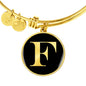 Initial F v2a - 18k Gold Finished Bangle Bracelet