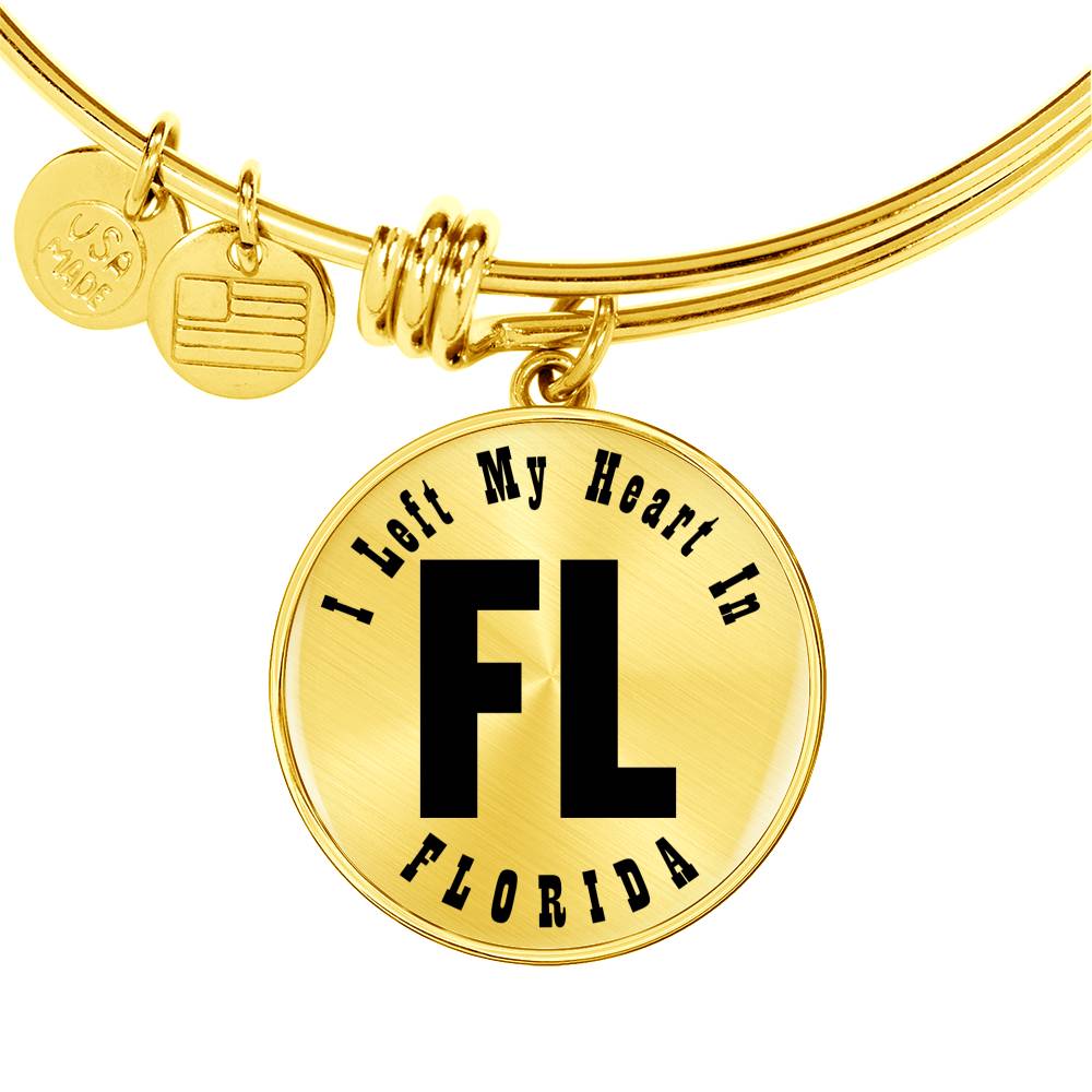 Heart In Florida v01 - 18k Gold Finished Bangle Bracelet