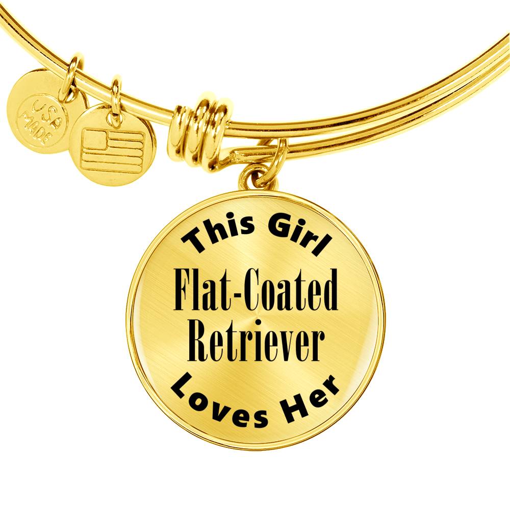 Flat-Coated Retriever - 18k Gold Finished Bangle Bracelet