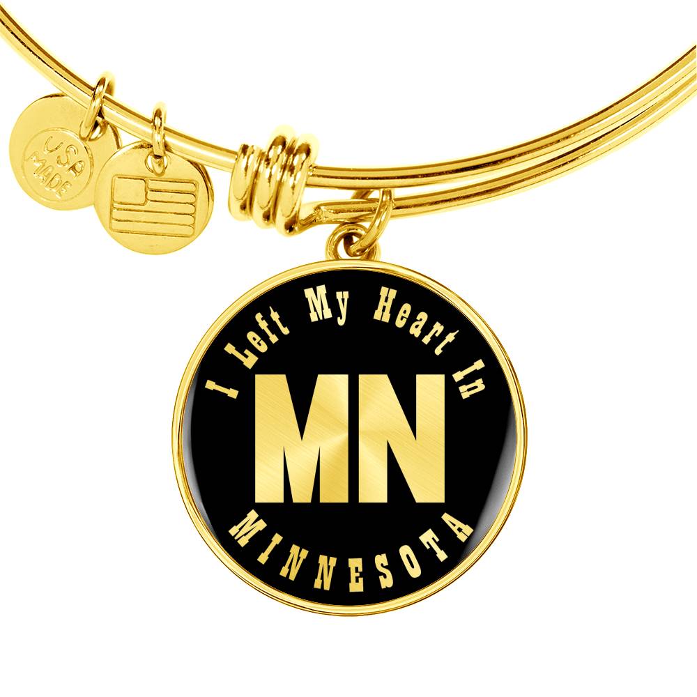 Heart In Minnesota v02 - 18k Gold Finished Bangle Bracelet