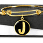 Initial J v2b - 18k Gold Finished Bangle Bracelet