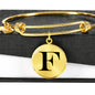 Initial F v1a - 18k Gold Finished Bangle Bracelet