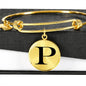 Initial P v1a - 18k Gold Finished Bangle Bracelet
