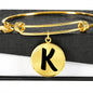 Initial K v1b - 18k Gold Finished Bangle Bracelet