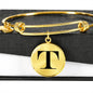 Initial T v1a - 18k Gold Finished Bangle Bracelet