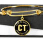 Heart In Connecticut v02 - 18k Gold Finished Bangle Bracelet