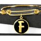 Initial F v2b - 18k Gold Finished Bangle Bracelet