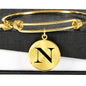 Initial N v1a - 18k Gold Finished Bangle Bracelet