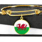 Welsh Flag - 18k Gold Finished Bangle Bracelet