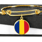 Romanian Flag - 18k Gold Finished Bangle Bracelet