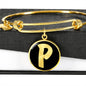 Initial P v2b - 18k Gold Finished Bangle Bracelet