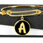 Initial A v2b - 18k Gold Finished Bangle Bracelet
